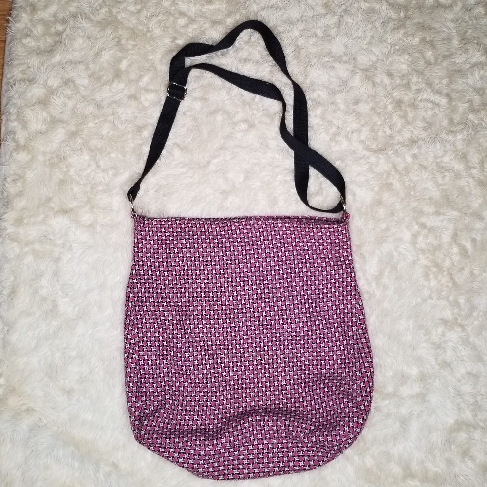 Boutique Tote Pink Textured Woven Bag Adjustable Strap Large Size